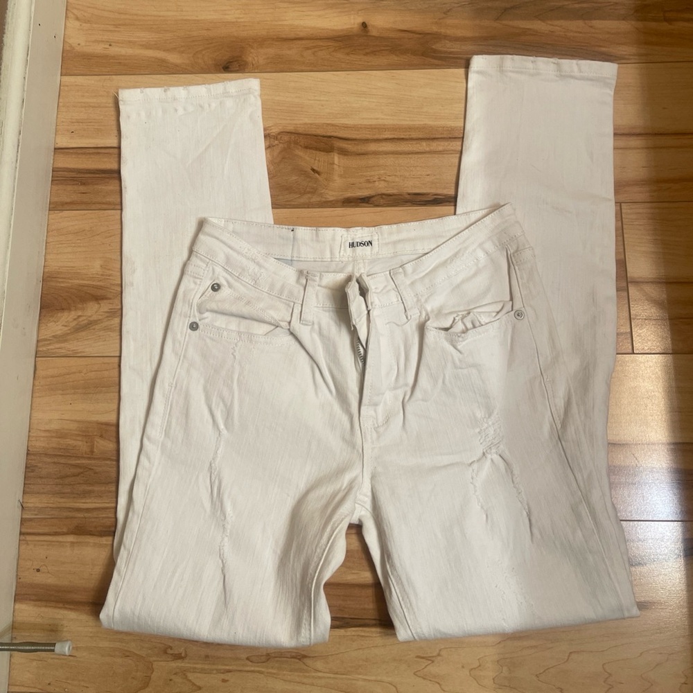Hudson size 14 girl’s 24x27 skinny distressed jeans pre Owned
